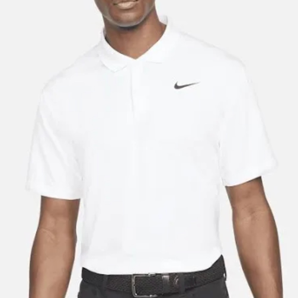 NIKE | Men’s M White Swoosh Dri Fit Tour Performance Golf Polo Shirt